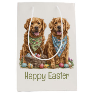 Happy Easter Golden Retriever Dogs Paasmand Medium Cadeauzakje