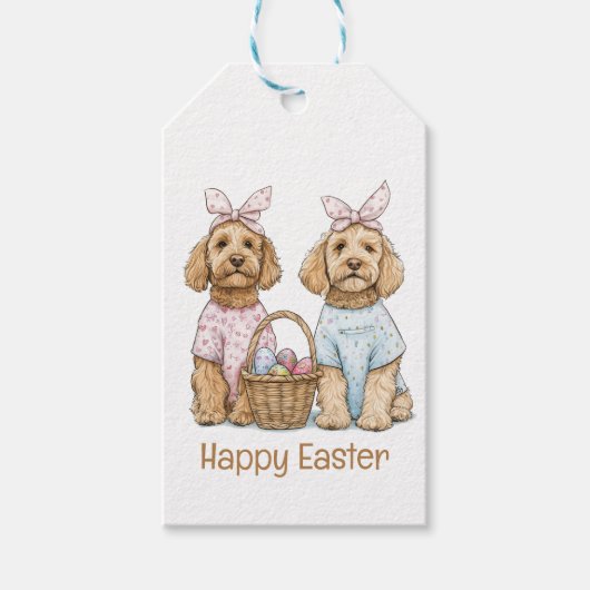 Happy Easter Goldendoodle Dogs Cadeaulabel (Voorkant)