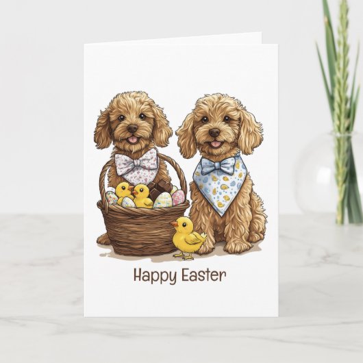 Happy Easter Goldendoodle Honden Paasmand Feestdagen Kaart (Voorkant)