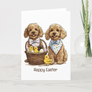Happy Easter Goldendoodle Honden Paasmand Feestdagen Kaart