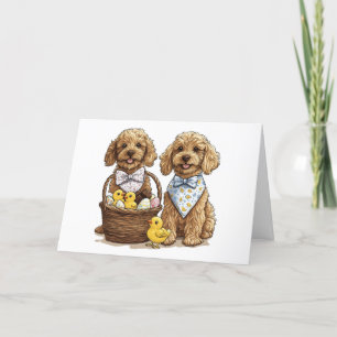 Happy Easter Goldendoodle Honden Paasmand Feestdagen Kaart