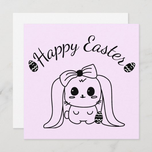 Happy Easter Gothic Modern Bunny Kaart Blank Insid (Voorkant / Achterkant)