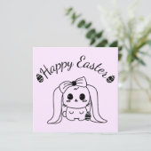 Happy Easter Gothic Modern Bunny Kaart Blank Insid (Staand voorkant)