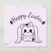 Happy Easter Gothic Modern Bunny Kaart Blank Insid (Voorkant)