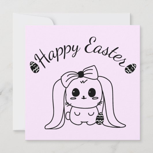 Happy Easter Gothic Modern Bunny Kaart Blank Insid (Voorkant)