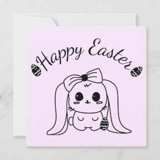 Happy Easter Gothic Modern Bunny Kaart Blank Insid