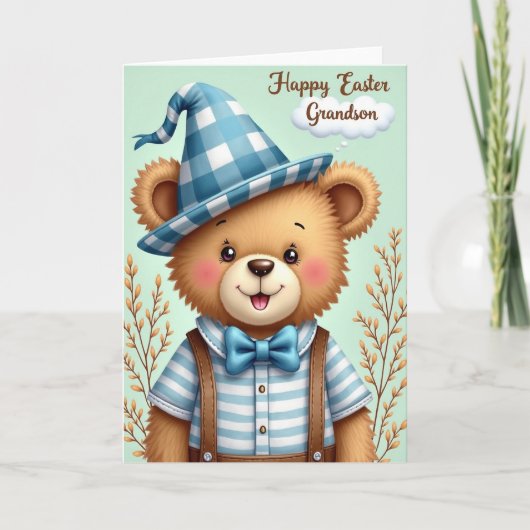 Happy Easter Grandson Bear Card Kaart (Voorkant)