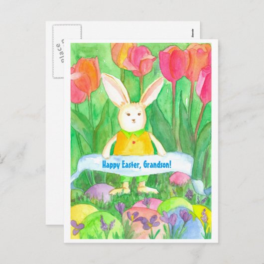 Happy Easter Grandson Custom Feestdagenkaart (Voorkant / Achterkant)