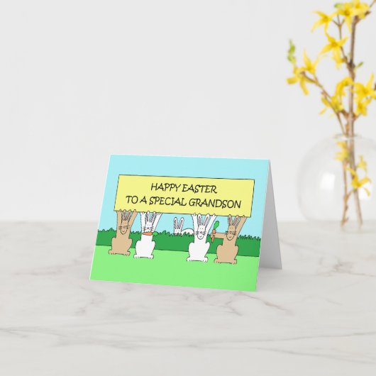 Happy Easter Grandson Kaart (Gele Bloem)