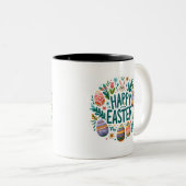 Happy Easter Graphic Art Tweekleurige Koffiemok (Voorkant rechts)