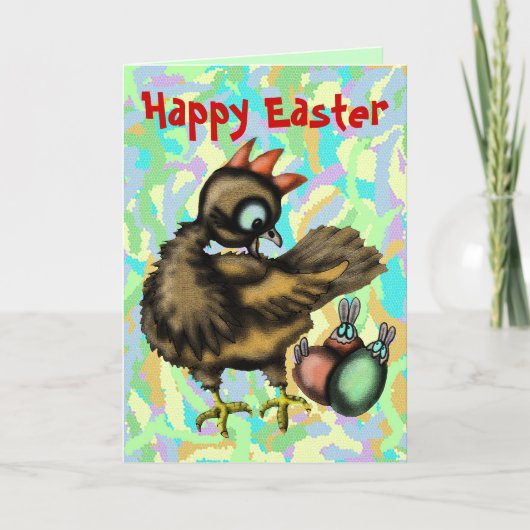 Happy Easter grappige chick en konijnenkaart Feestdagen Kaart (Voorkant)