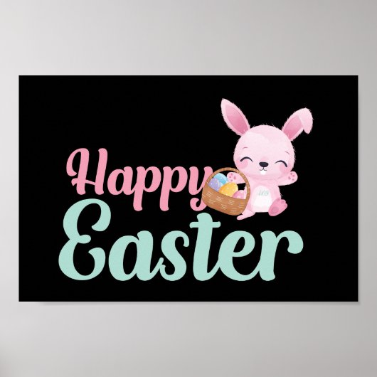 HAPPY EASTER grappige essterbunny egghunt Poster (Voorkant)