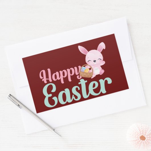 HAPPY EASTER grappige essterbunny egghunt Rechthoekige Sticker (Envelop)