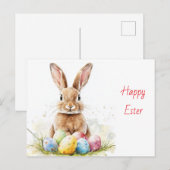 Happy Easter - Grappige konijn met ei verrukking Briefkaart (Voorkant / Achterkant)