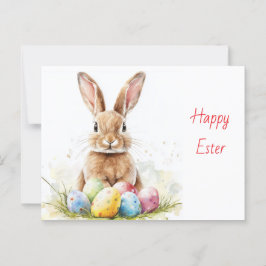 Happy Easter - Grappige konijn met ei verrukking Briefkaart