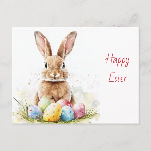 Happy Easter - Grappige konijn met ei verrukking Briefkaart (Voorkant)