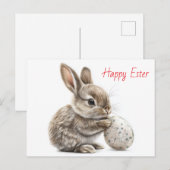 Happy Easter - Grappige konijn met ei verrukking Briefkaart (Voorkant / Achterkant)
