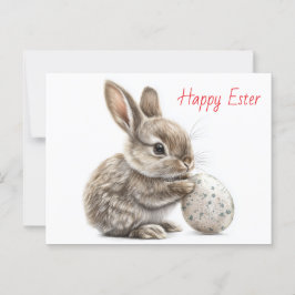 Happy Easter - Grappige konijn met ei verrukking Briefkaart