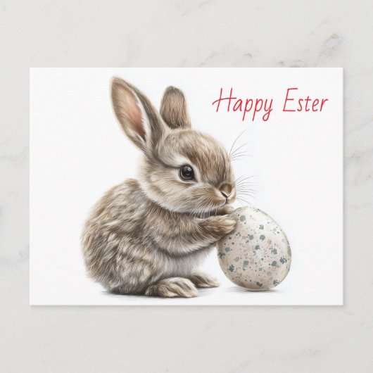 Happy Easter - Grappige konijn met ei verrukking Briefkaart (Voorkant)