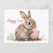 Happy Easter - Grappige konijn met ei verrukking Briefkaart (Voorkant)