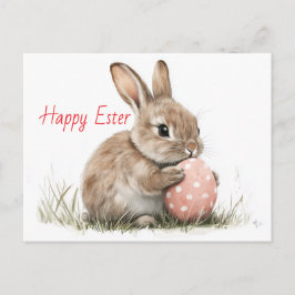 Happy Easter - Grappige konijn met ei verrukking Briefkaart