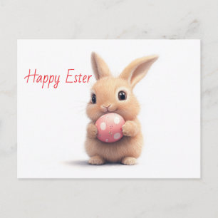 Happy Easter - Grappige konijn met ei verrukking Briefkaart