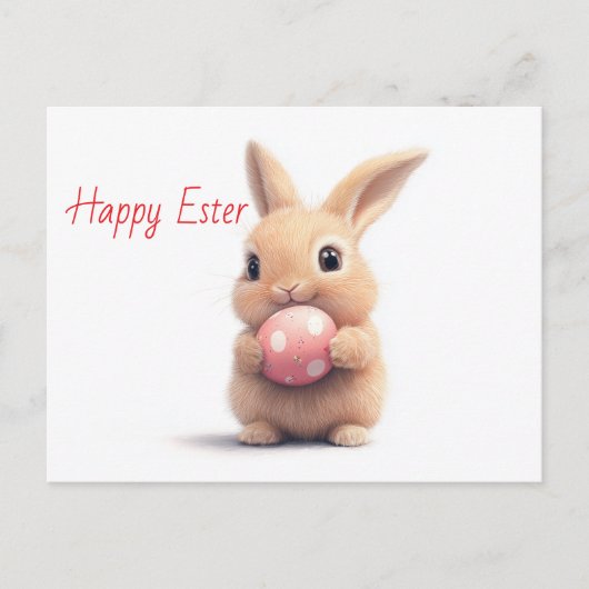 Happy Easter - Grappige konijn met ei verrukking Briefkaart (Voorkant)
