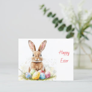 Happy Easter - Grappige konijn met ei verrukking Feestdagenkaart