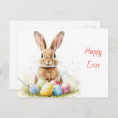 Happy Easter - Grappige konijn met ei verrukking Feestdagenkaart (Voorkant / Achterkant)
