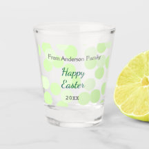 Happy Easter gray green polka dots family name