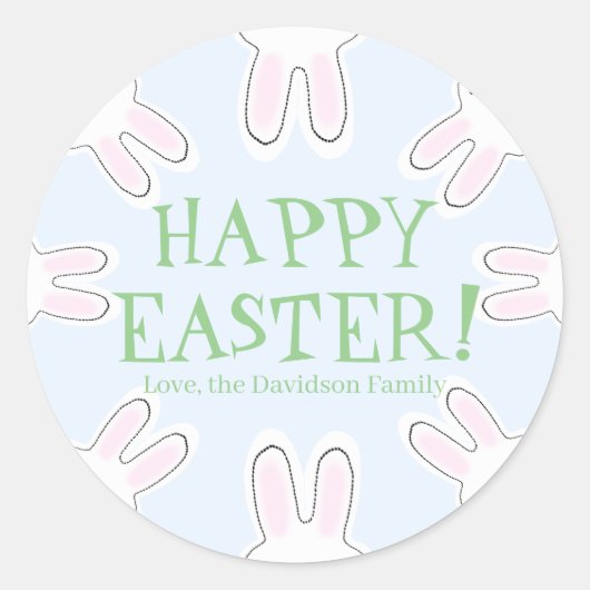 Happy Easter green blue aangepaste schattige konij Ronde Sticker (Voorkant)