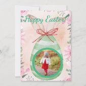 Happy Easter- green egg with photo Invitation Kaart (Voorkant)