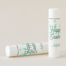 Happy Easter green eggs pastel name date simple 