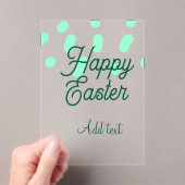 Happy Easter green eggs pastel name date simple  Acryl Uitnodigingen (Insitu (Draagbaar))