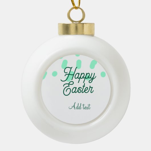 Happy Easter green eggs pastel name date simple  Keramische Bal Ornament (Voorkant)