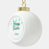 Happy Easter green eggs pastel name date simple  Keramische Bal Ornament (Rechts)