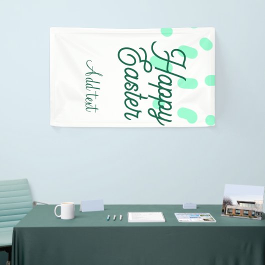 Happy Easter green eggs pastel name date simple  Spandoek (Beurs)