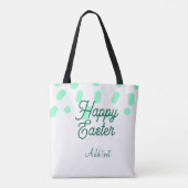 Happy Easter green eggs pastel name date simple  Tote Bag (Achterkant)