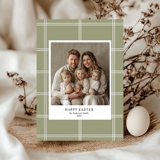 Happy Easter Green Familiefoto | Gepersonaliseerd Kaart