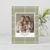 Happy Easter Green Familiefoto | Gepersonaliseerd Kaart (Staand voorkant)