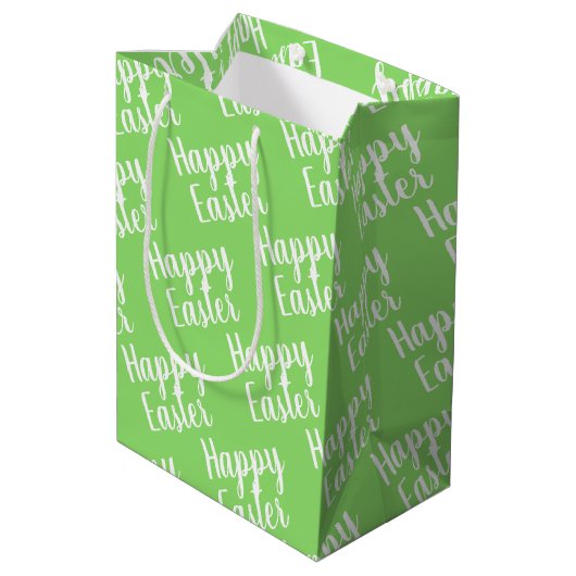  Happy Easter Green Medium Cadeauzakje (Achterkant Gekanteld)