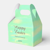 Happy Easter green yellow pastel gray name year  Bedankdoosjes (Achterkant)