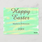 Happy Easter green yellow pastel gray name year  Briefkaart (Achterkant)