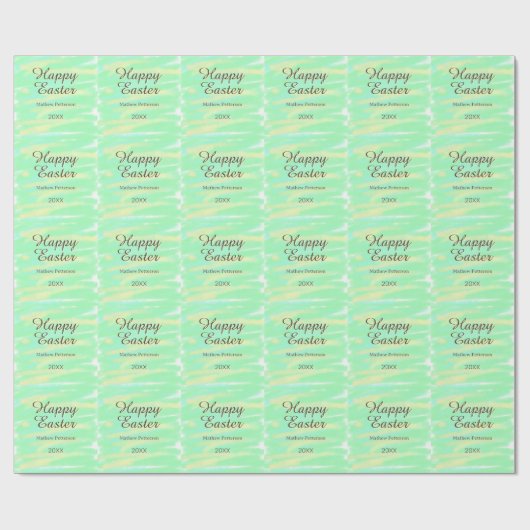 Happy Easter green yellow pastel gray name year  Cadeaupapier (Vlak)