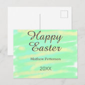 Happy Easter green yellow pastel gray name year  Feestdagenkaart (Voorkant / Achterkant)