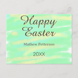 Happy Easter green yellow pastel gray name year  Feestdagenkaart