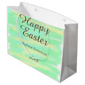 Happy Easter green yellow pastel gray name year  Groot Cadeauzakje (Achterkant Gekanteld)