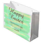 Happy Easter green yellow pastel gray name year  Groot Cadeauzakje (Voorkant Gekanteld)