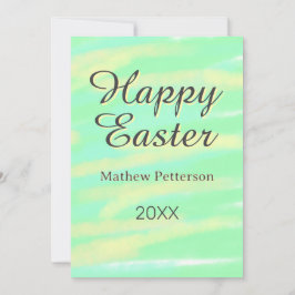 Happy Easter green yellow pastel gray name year  Kaart