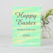 Happy Easter green yellow pastel gray name year  Kaart (Staand voorkant)